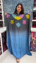 Black Blue, Maroon Brown, Deep Plum Maroon, Maroon Purple, Gray Pink, Maroon Blue, Sky Deep Blue, Maroon Pink, Green Yellow, Green Purple Modal Silk Multi Shibori Unstitched Kaftan Top Fabric from Kutch Poshak