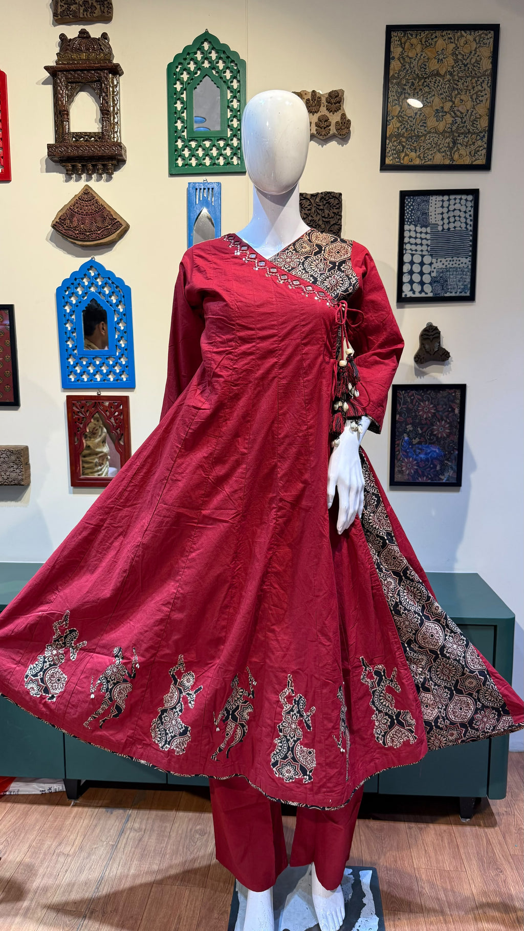 Ajrakh Cotton Flared Kurta-Sets