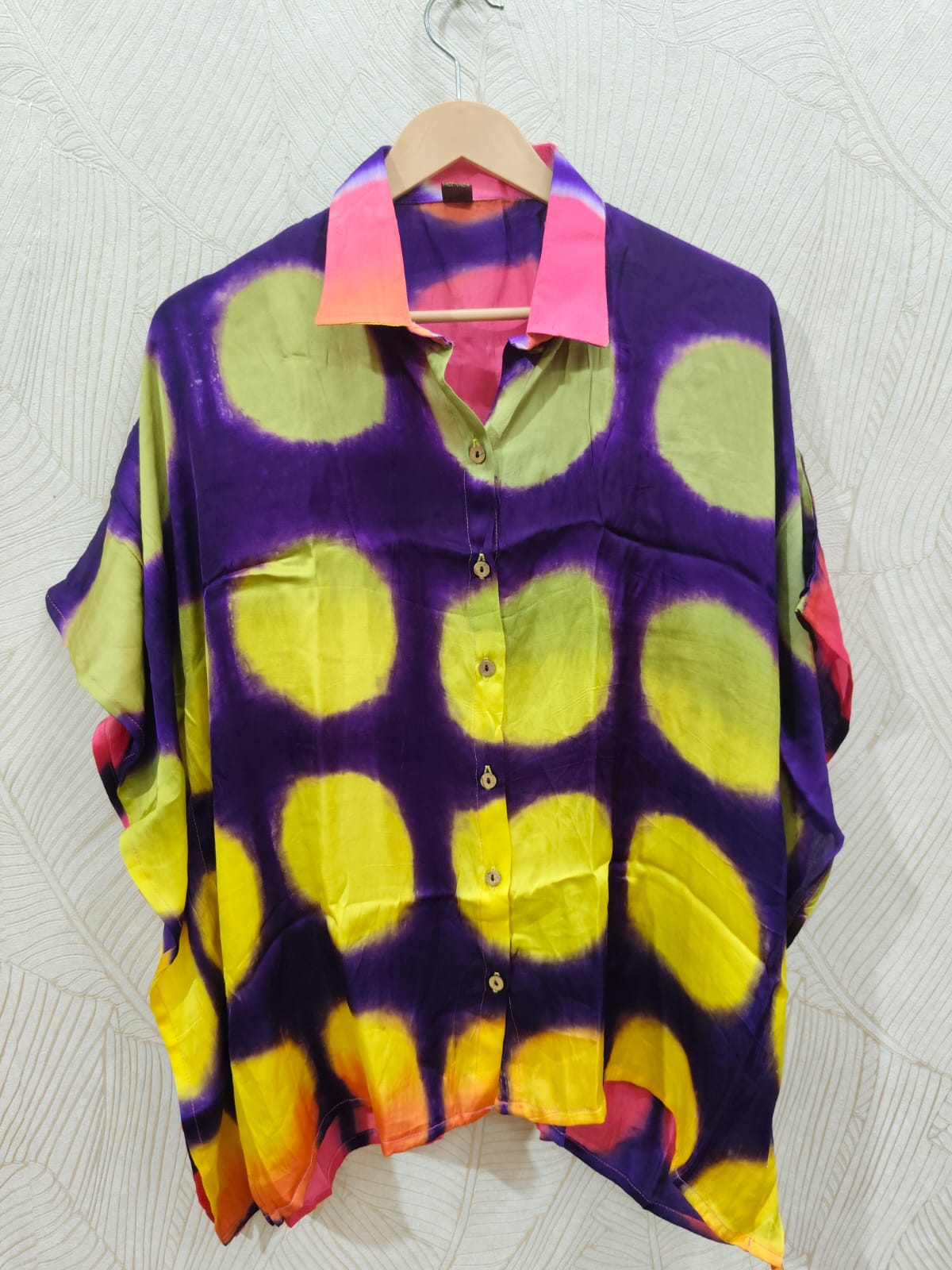 Modal Silk Kaftan Shirt (Clamp Dye)