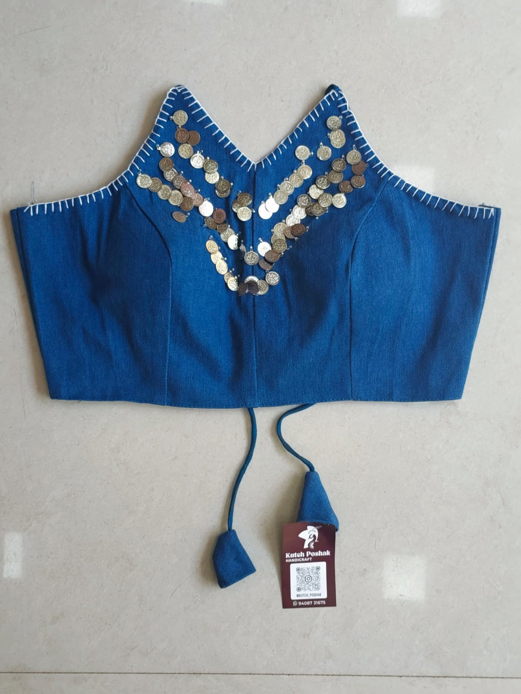 Denim Halter Neck Blouse