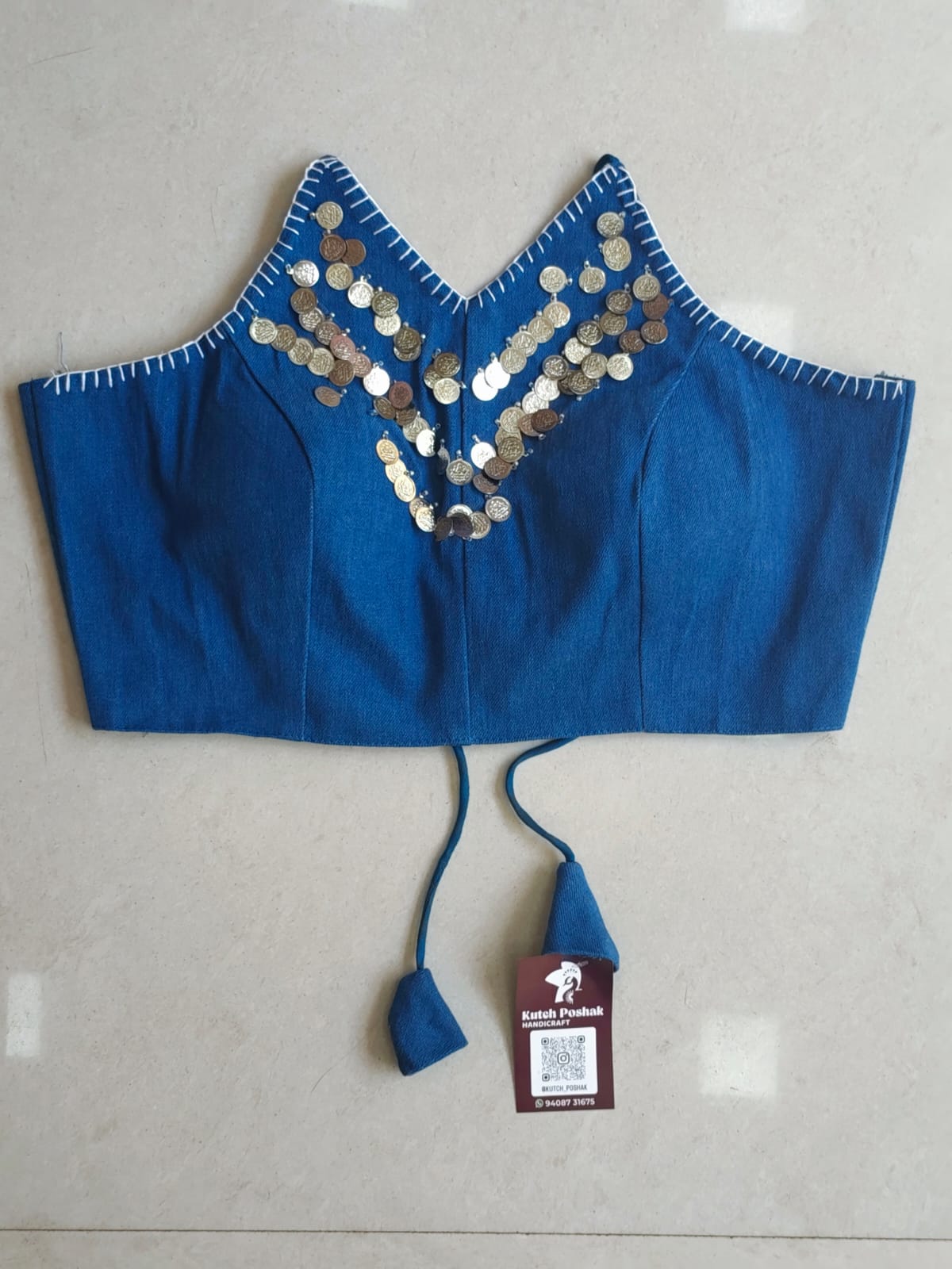 Denim Halter Neck Blouse