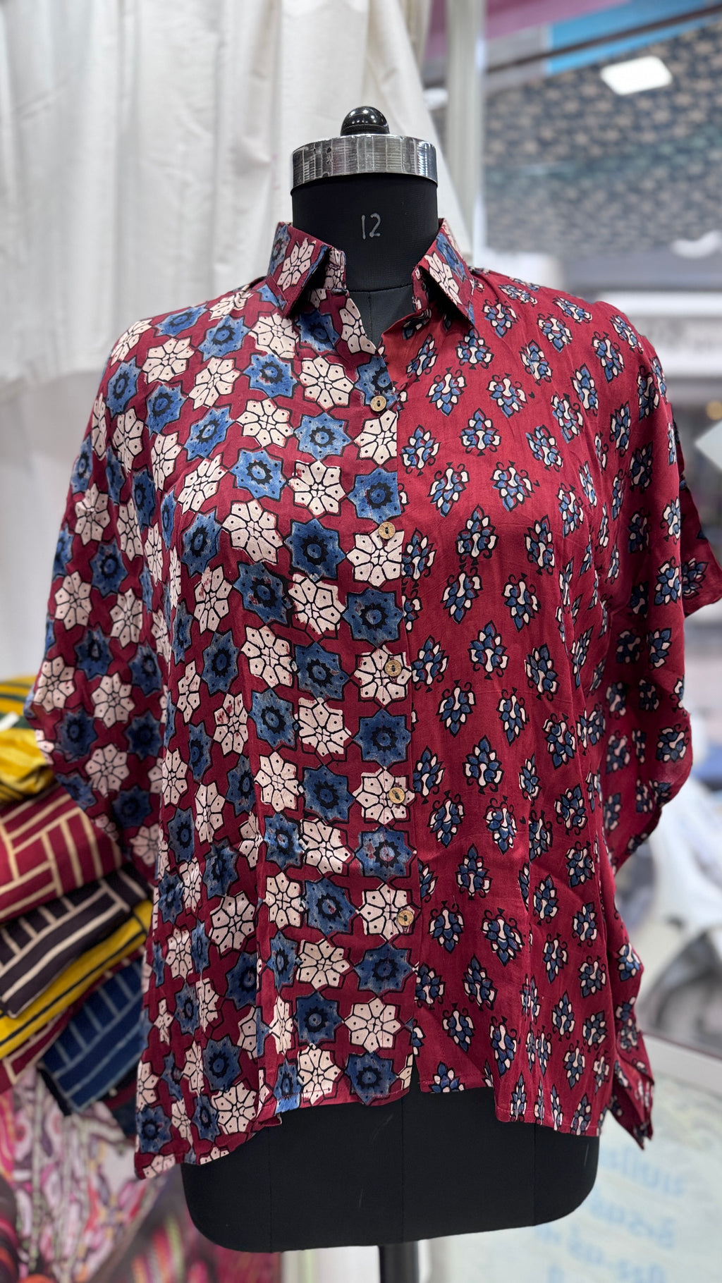 Modal Silk Kaftan Shirt (half & half design) by Kutch Poshak