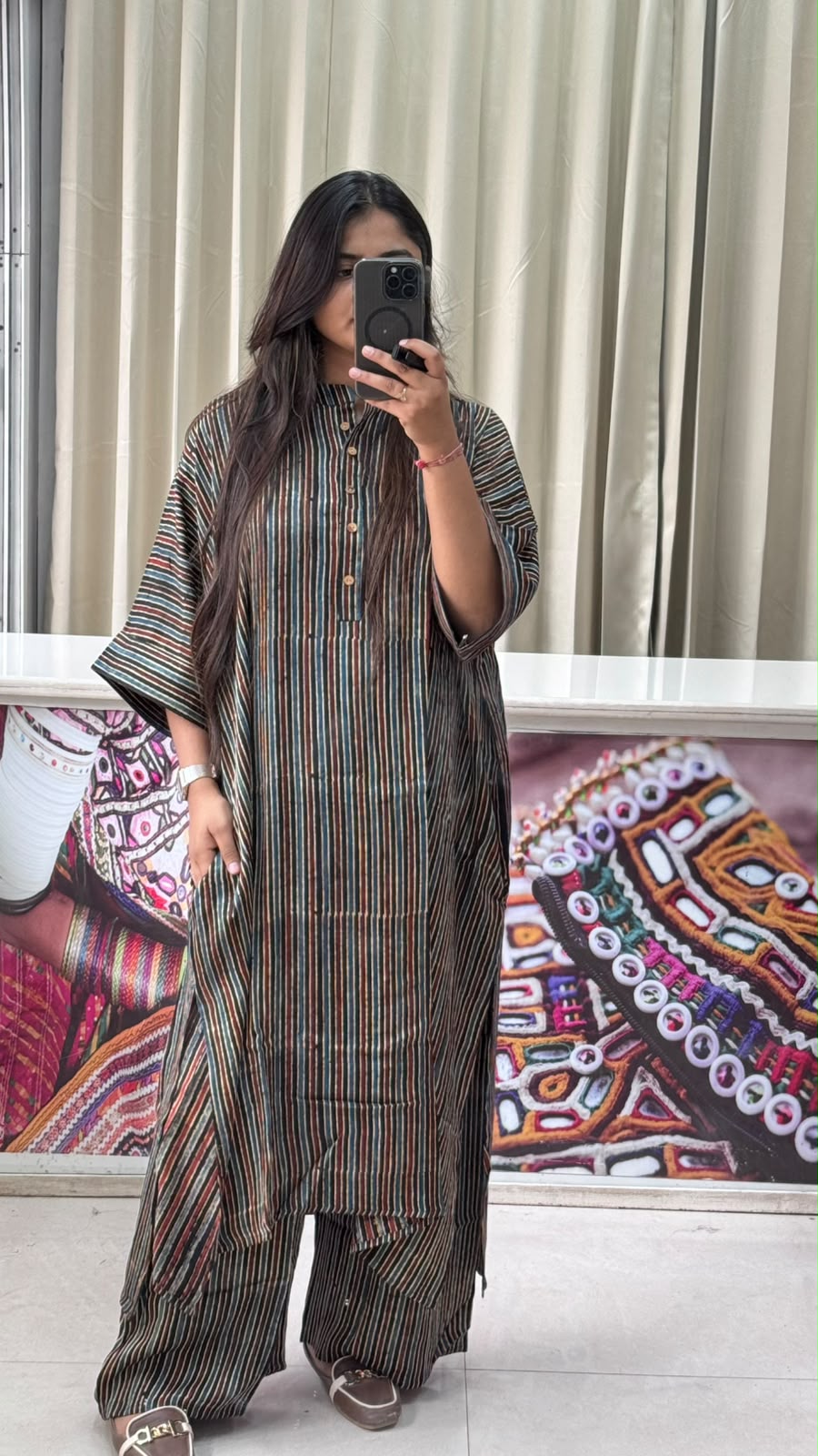 Modal Silk Kaftan Style Kurta+Plazo