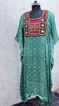 Modal Silk Bandhej Vintage patch Kaftan