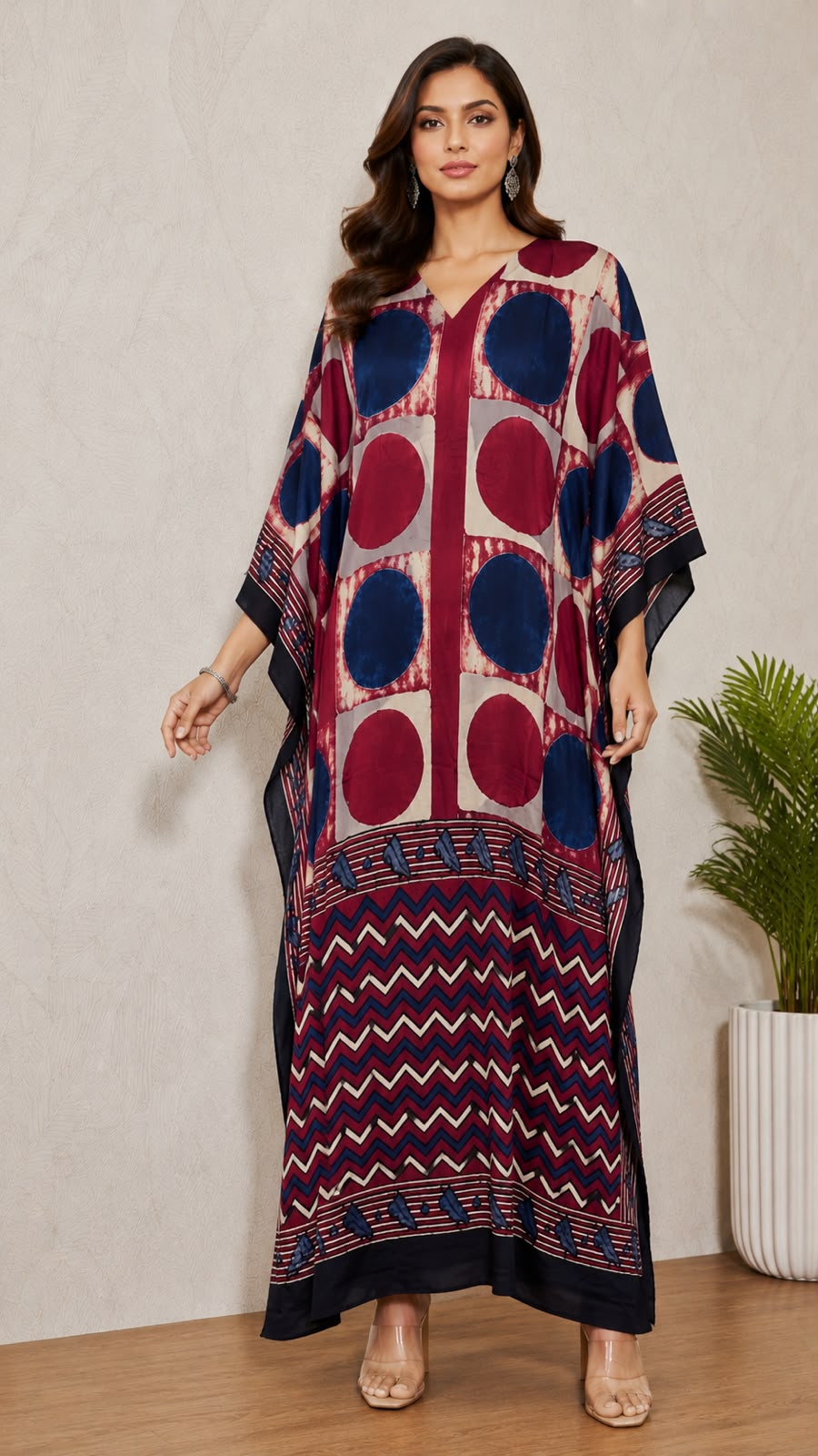 Pure Modal Silk V neck Kaftan