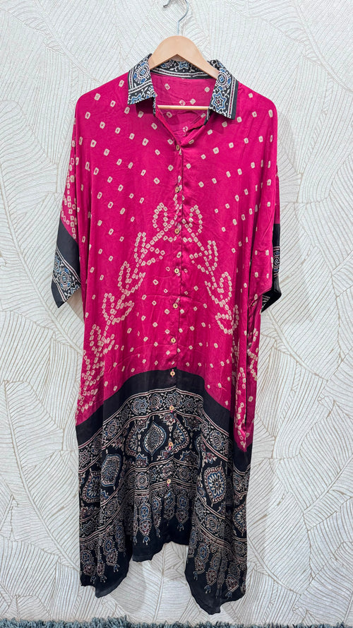 Bandhej×Ajrakh Long Shirt Kaftan