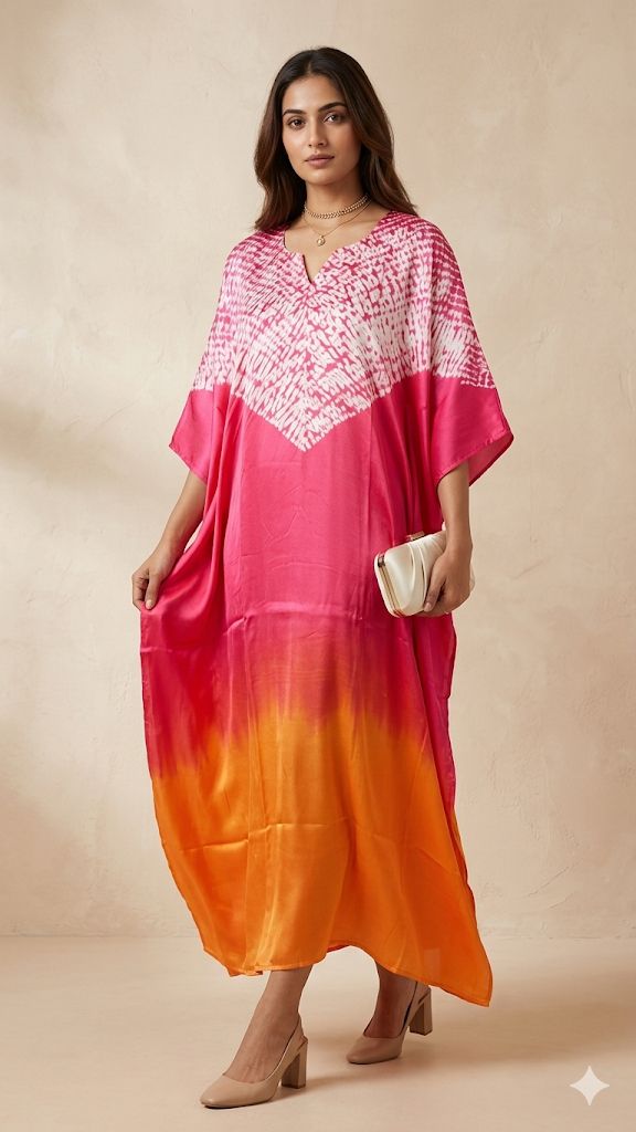 Dual Shade Pure Modal Silk Stitched Shibori