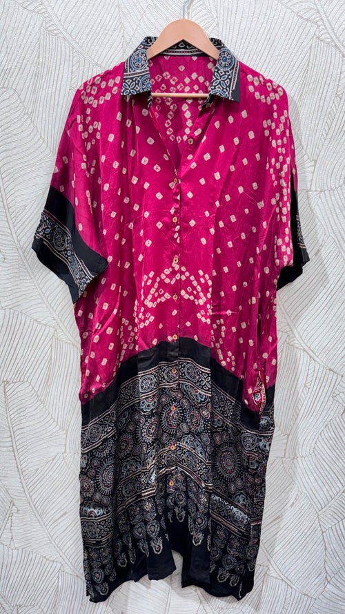 Bandhej×Ajrakh Long Shirt Kaftan