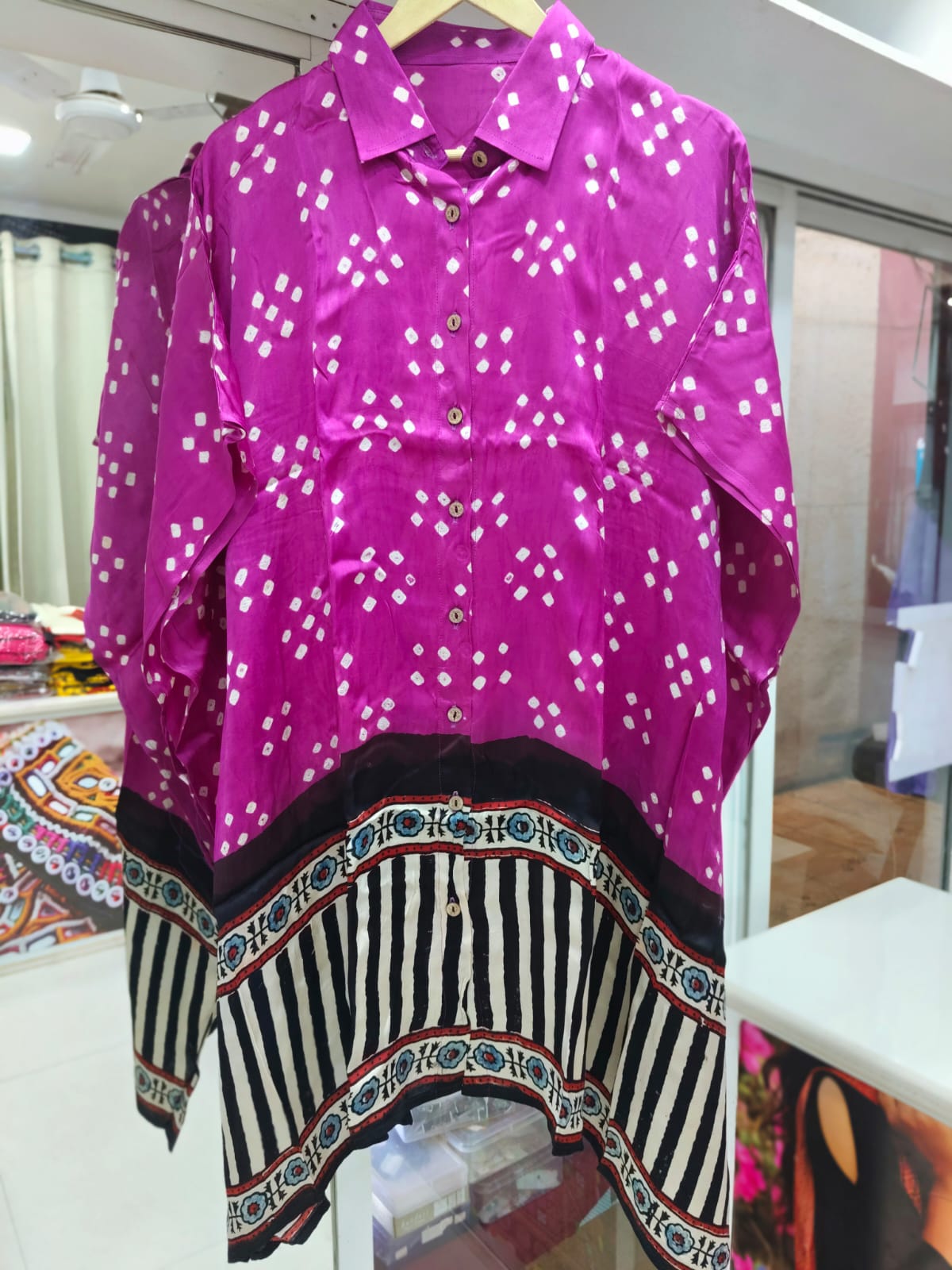 Bandhej×Ajrakh Kaftan Shirt