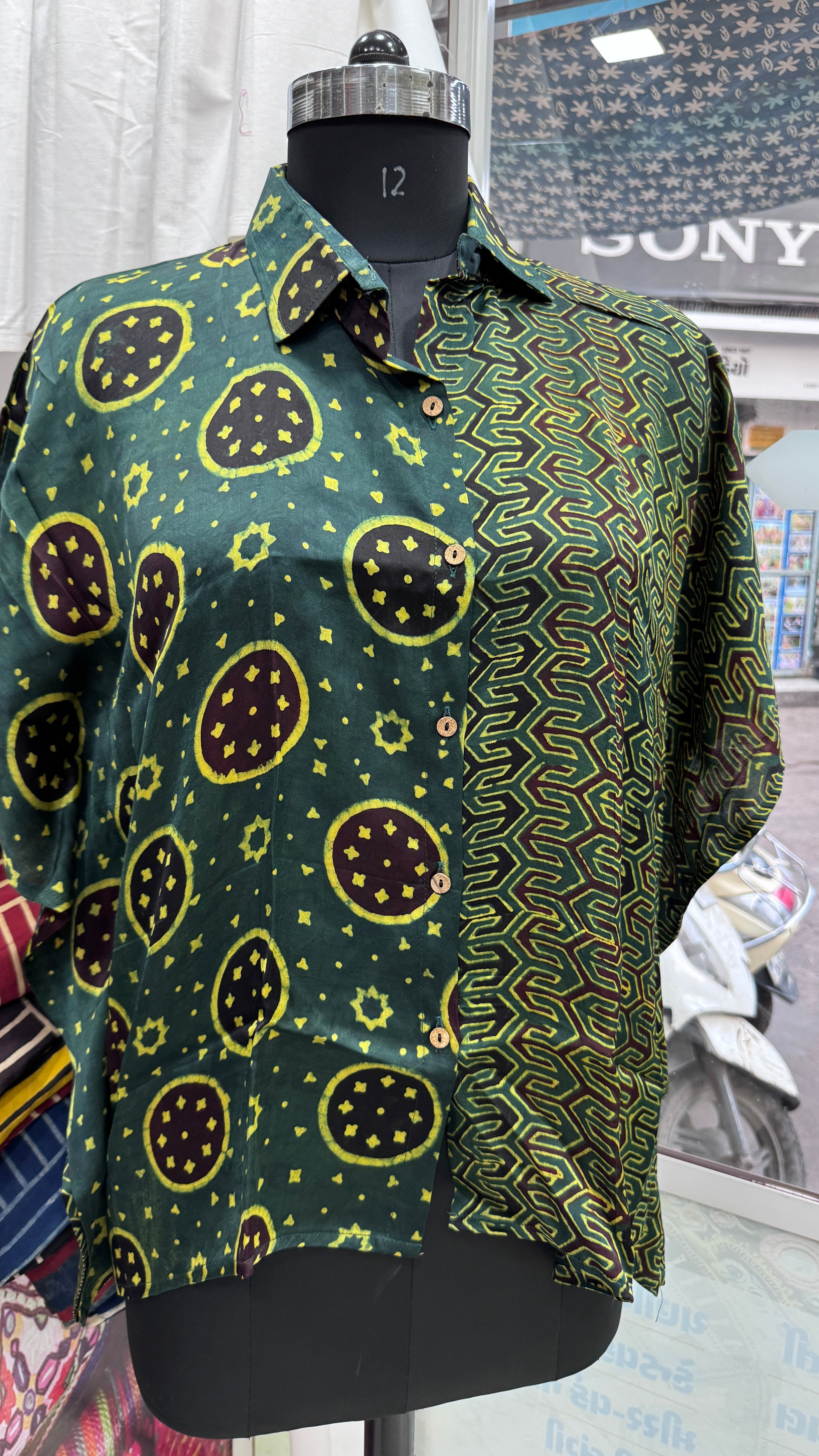 Beautiful Modal Silk Kaftan Shirt (half & half design) showcasing premium design - Kutch Poshak