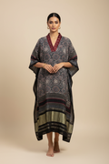 Modal Silk V-neck Kaftan Tissue border