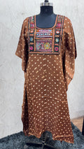 Modal Silk Bandhej Vintage patch Kaftan