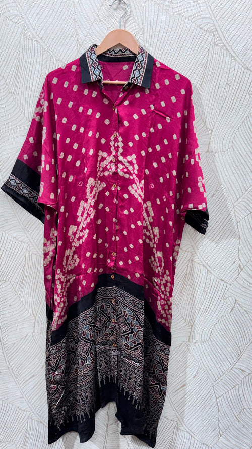 Bandhej×Ajrakh Long Shirt Kaftan