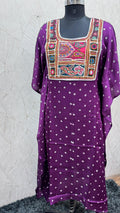 Modal Silk Bandhej Vintage patch Kaftan