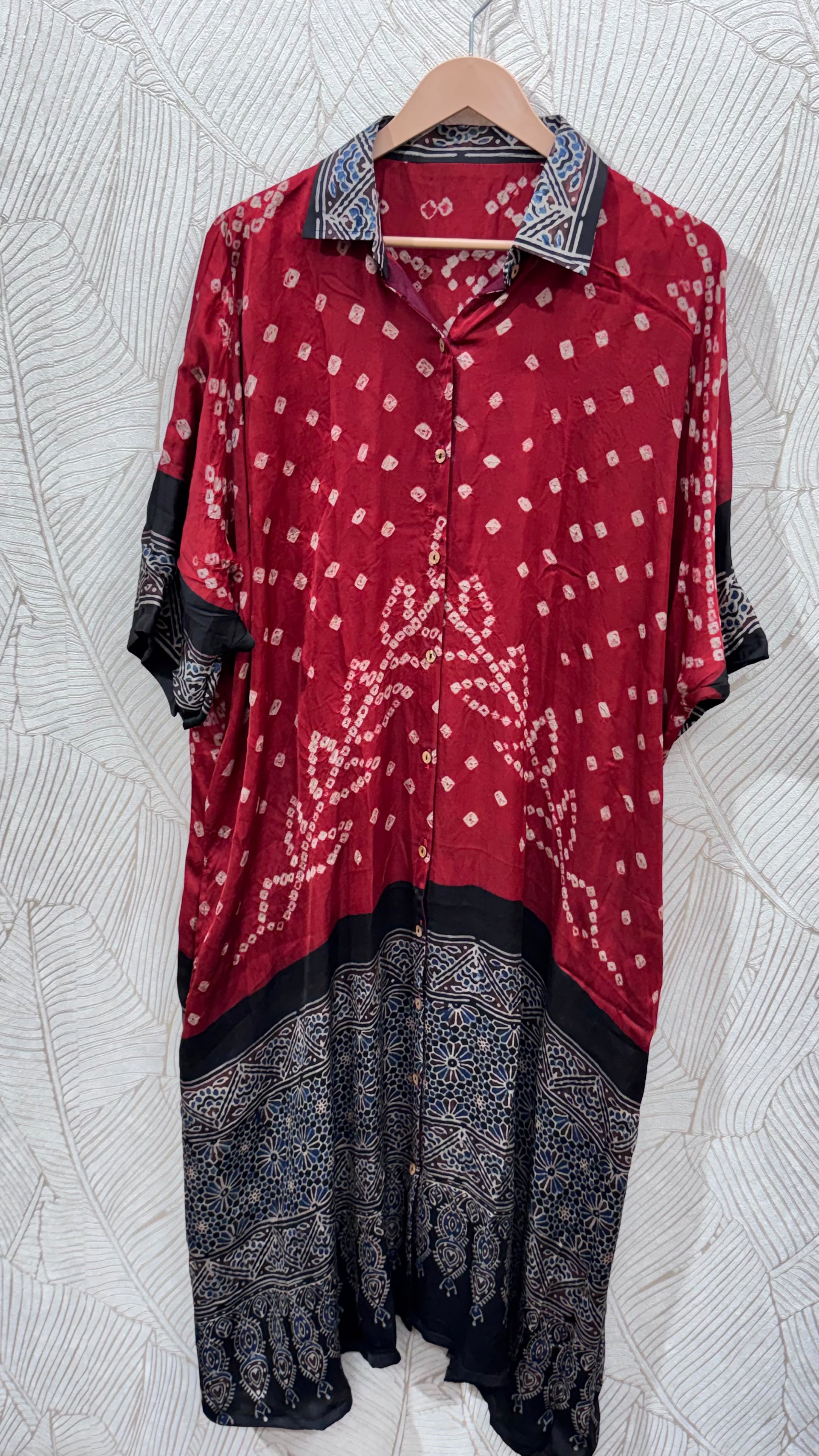Bandhej×Ajrakh Long Shirt Kaftan