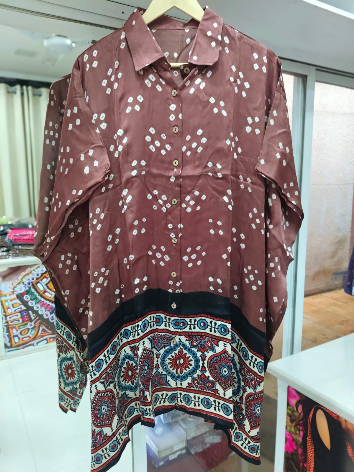 Bandhej×Ajrakh Kaftan Shirt