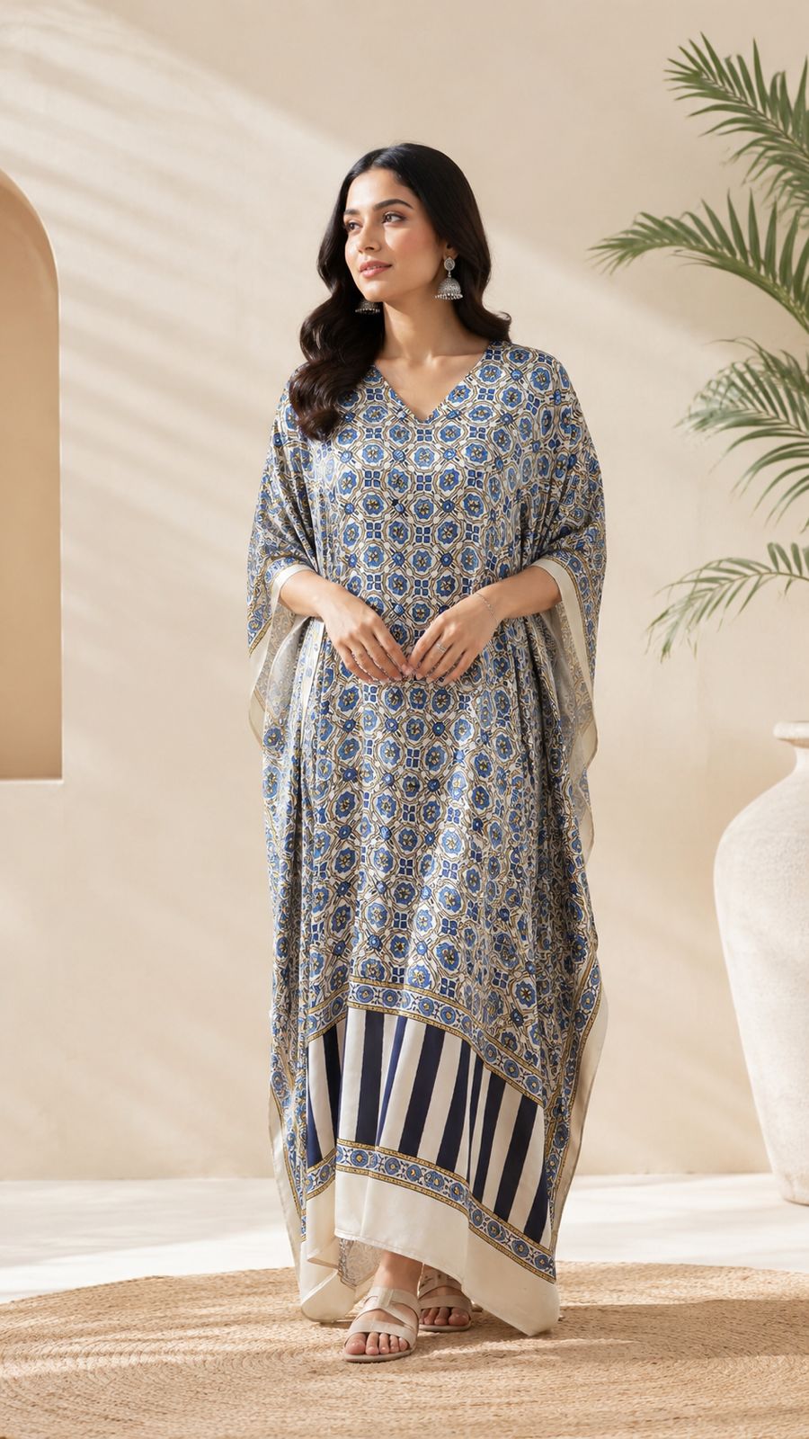 Pure Modal Silk V neck Kaftan