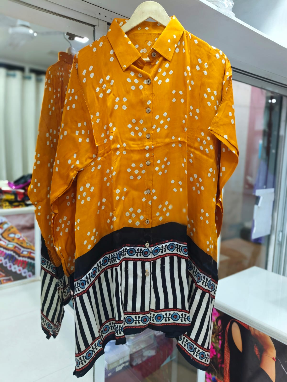 Bandhej×Ajrakh Kaftan Shirt