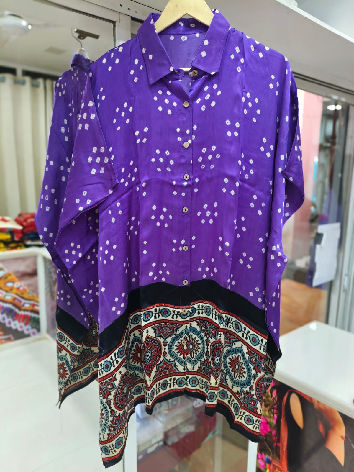 Bandhej×Ajrakh Kaftan Shirt