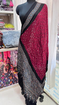 Close up of Pure modal silk bandhej with ajrakh dupatta - Kutch Poshak
