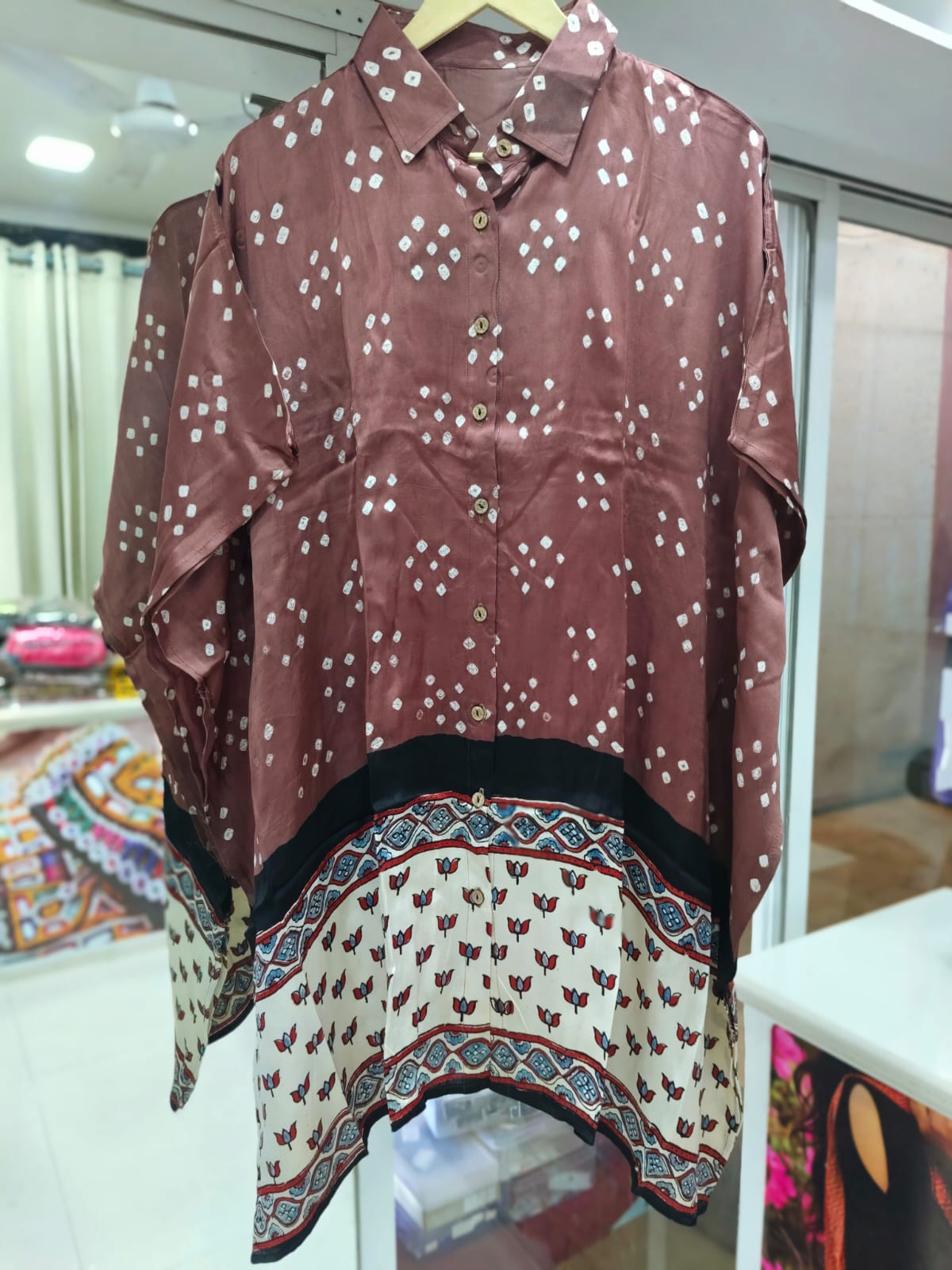 Bandhej×Ajrakh Kaftan Shirt