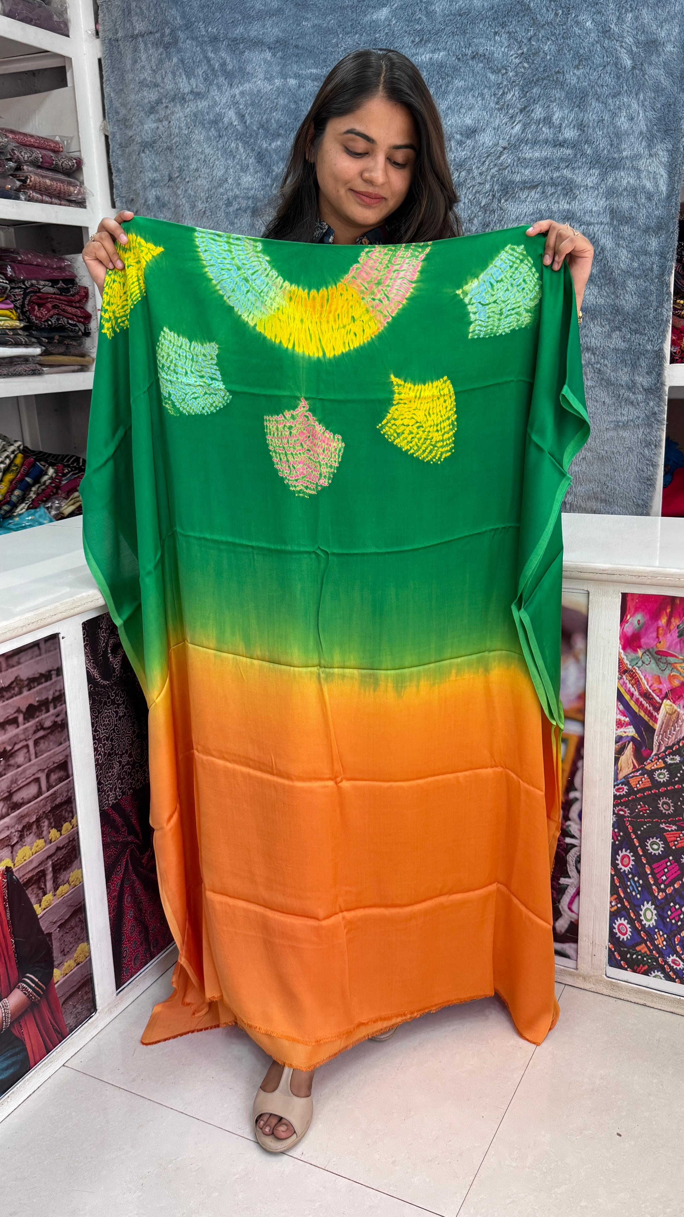 Beautiful Modal Silk Multi Shibori Unstitched Kaftan Top Fabric showcasing premium design - Kutch Poshak