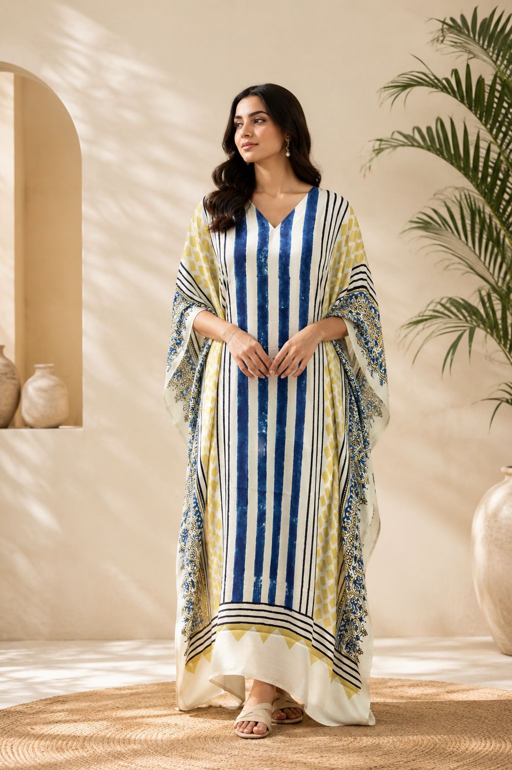 Pure Modal Silk V neck Kaftan