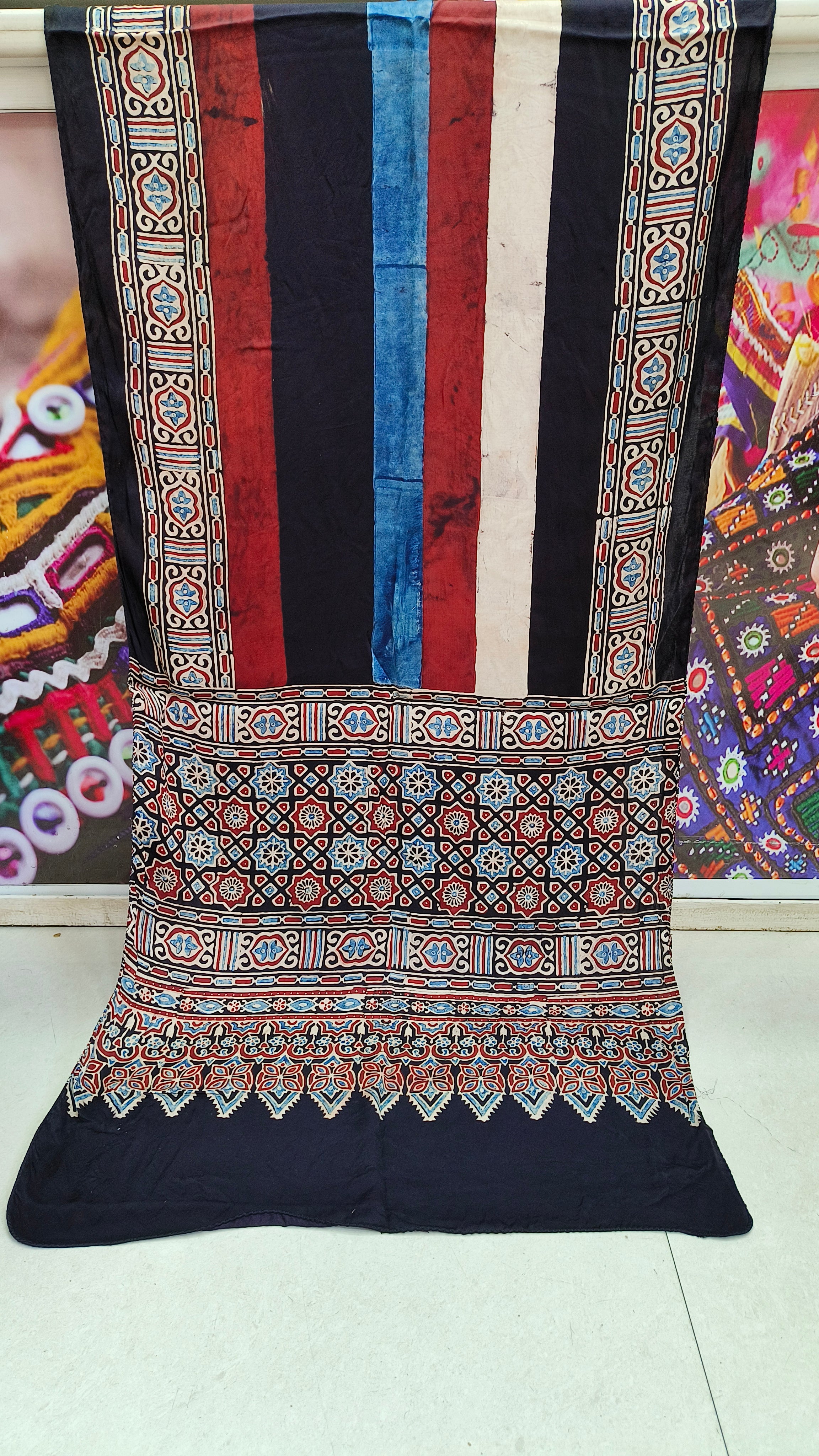 Beautiful Pure Modal Silk Ajrakh Stole showcasing premium design - Kutch Poshak