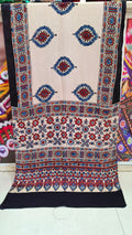 Close up of Pure Modal Silk Ajrakh Stole - Kutch Poshak
