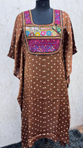 Modal Silk Bandhej Vintage patch Kaftan