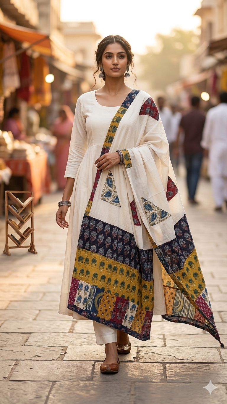 Pure Ajrakh Natural Dyed Dupatta by Kutch Poshak