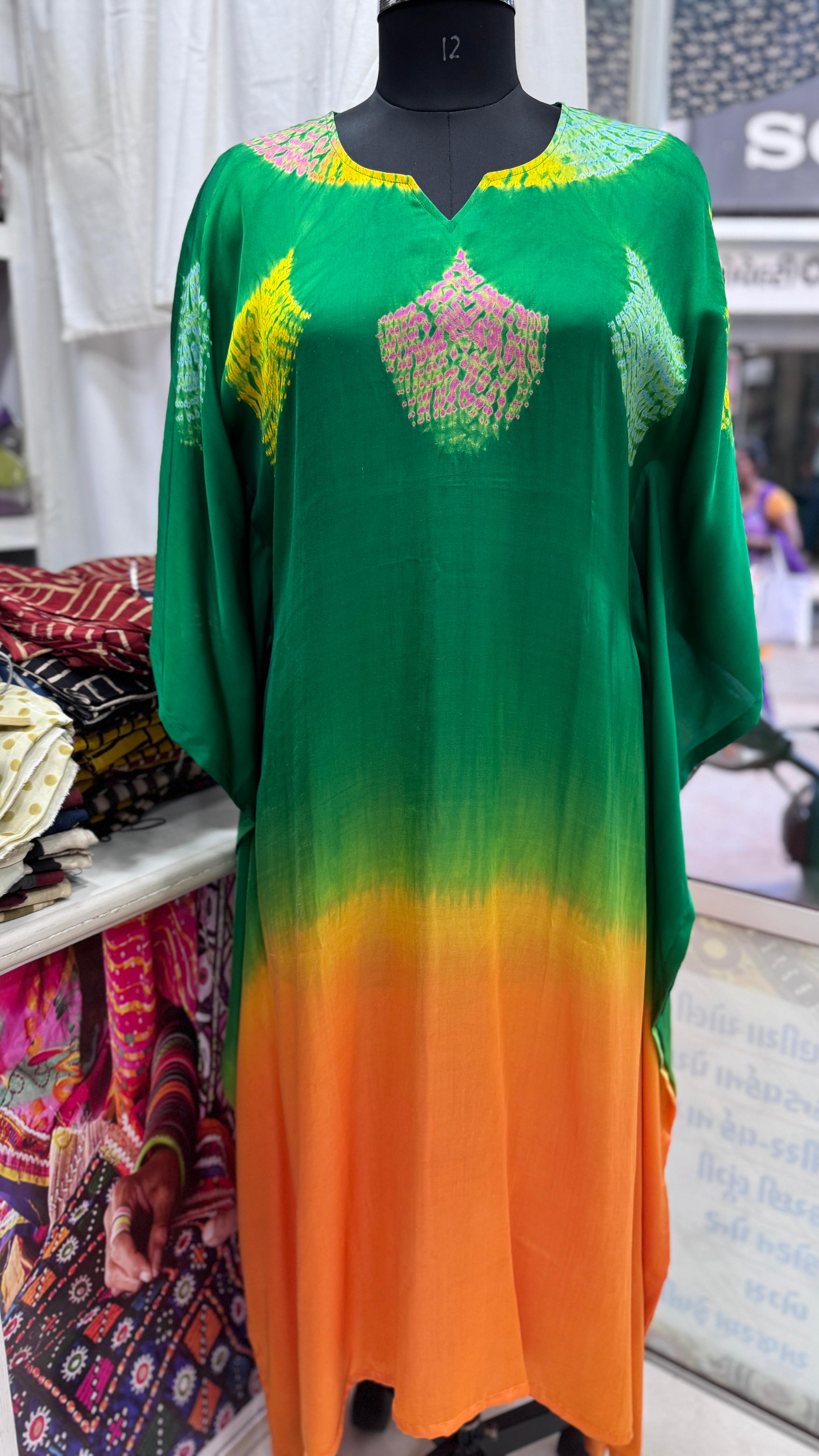 Beautiful Pure modal Silk Multi Shibori Stitch Kaftan (dual shade) showcasing premium design - Kutch Poshak