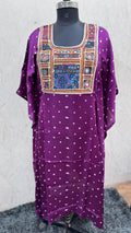 Modal Silk Bandhej Vintage patch Kaftan