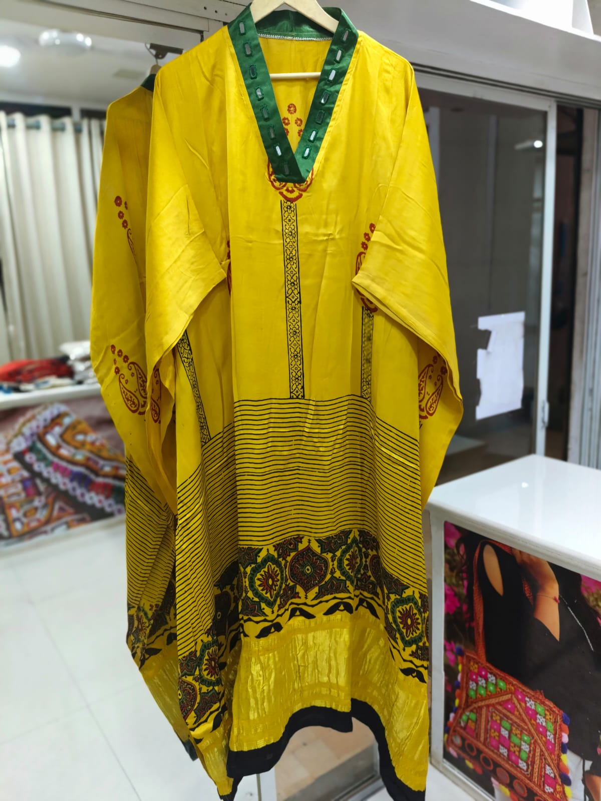 Modal Silk V-neck Kaftan Tissue border