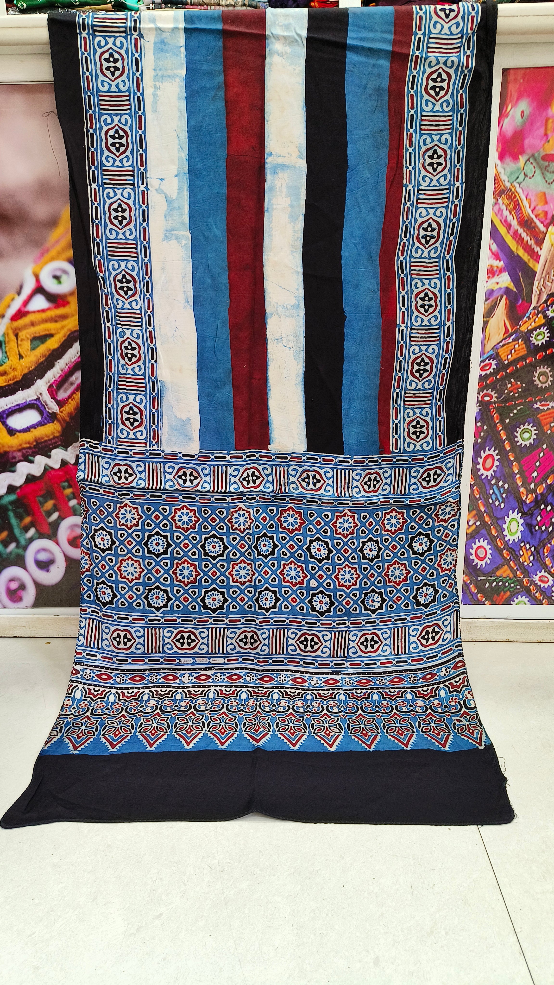 Pure Modal Silk Ajrakh Stole by Kutch Poshak
