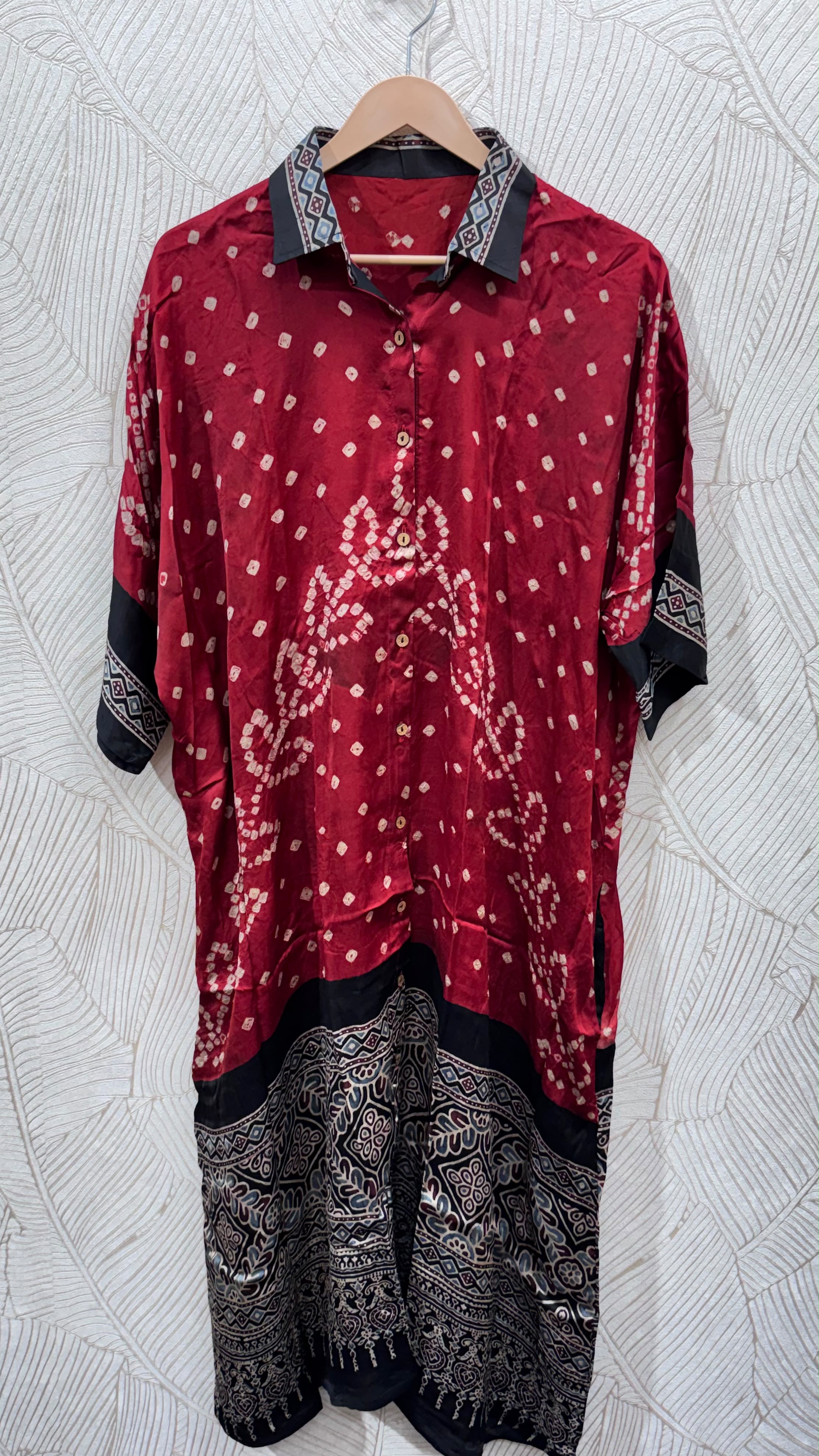 Bandhej×Ajrakh Long Shirt Kaftan