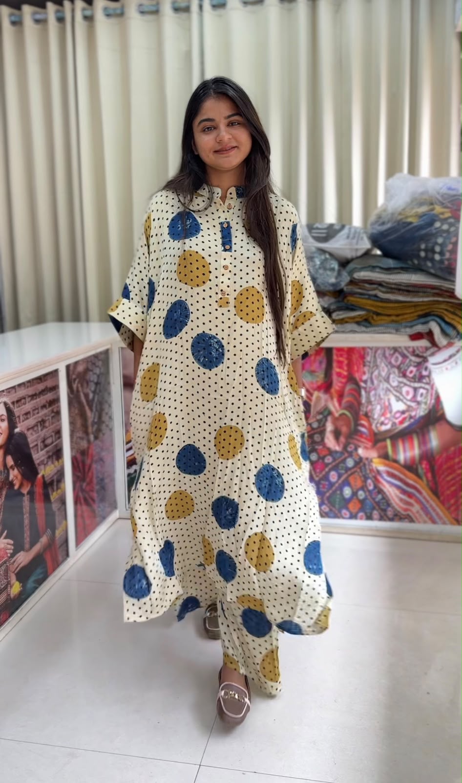 Modal Silk Kaftan Style Kurta+Plazo