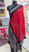 Kutch Poshak exclusive Pure modal silk bandhej with ajrakh dupatta