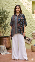 Modal Silk Kaftan Shirt (half & half design) by Kutch Poshak