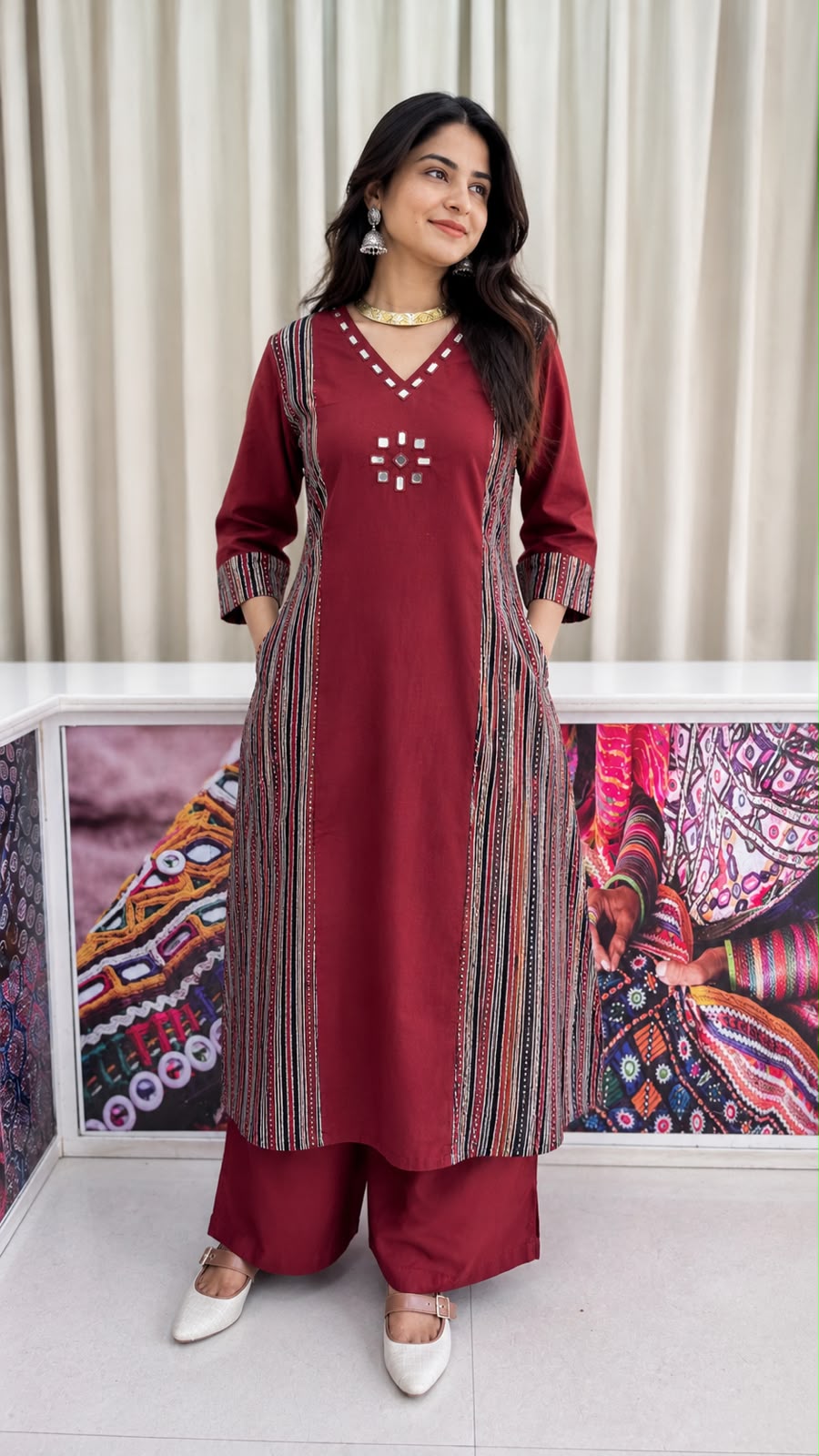 Khadi Cotton Ajrakh Kurta+Plazo