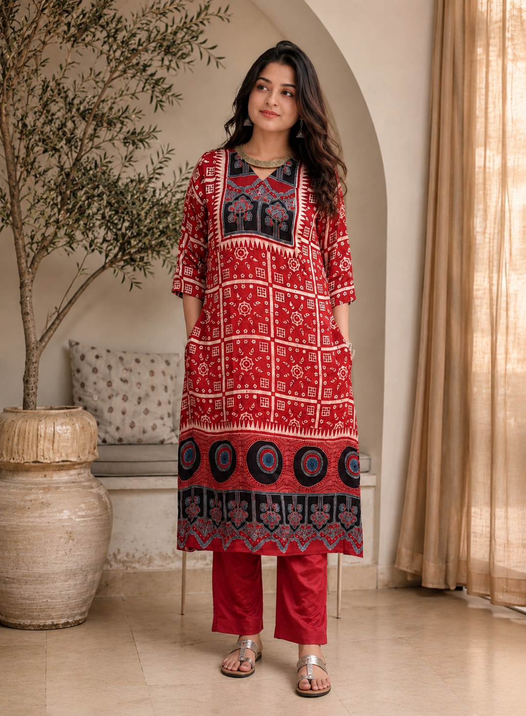 Modal Silk Designer Pocket Kurti