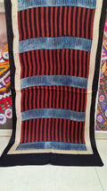 Black Pure Modal Silk Ajrakh Stole from Kutch Poshak