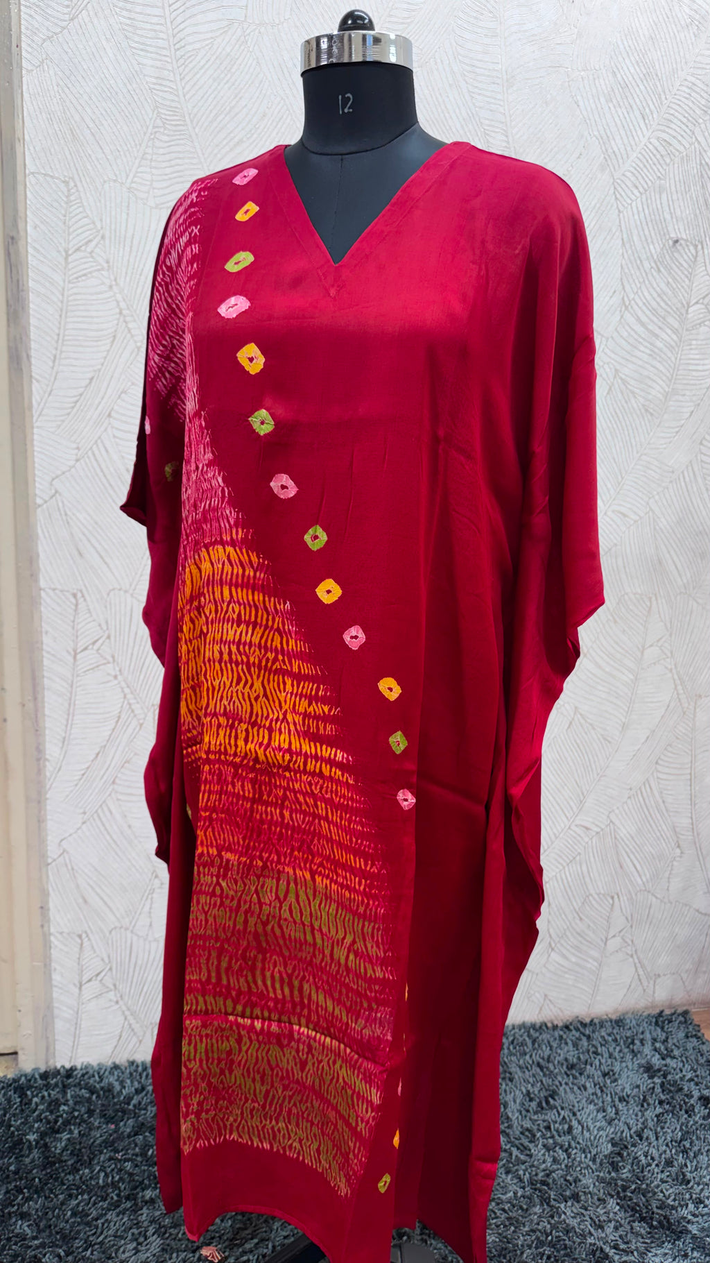 Multi Shibori V-neck Kaftan