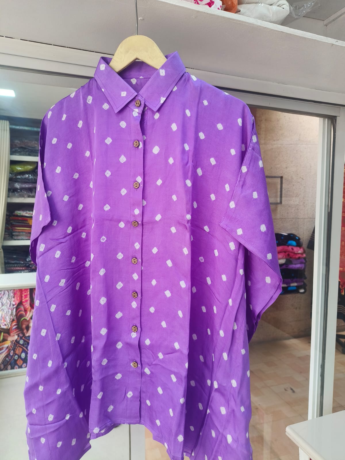 Modal Silk Bandhej Kaftan Shirt