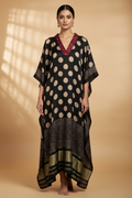 Modal Silk V-neck Kaftan Tissue border