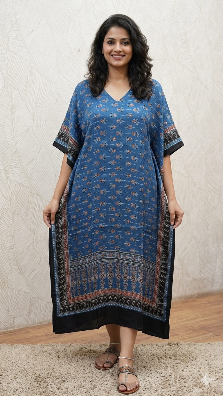 Pure Modal Silk V neck Kaftan