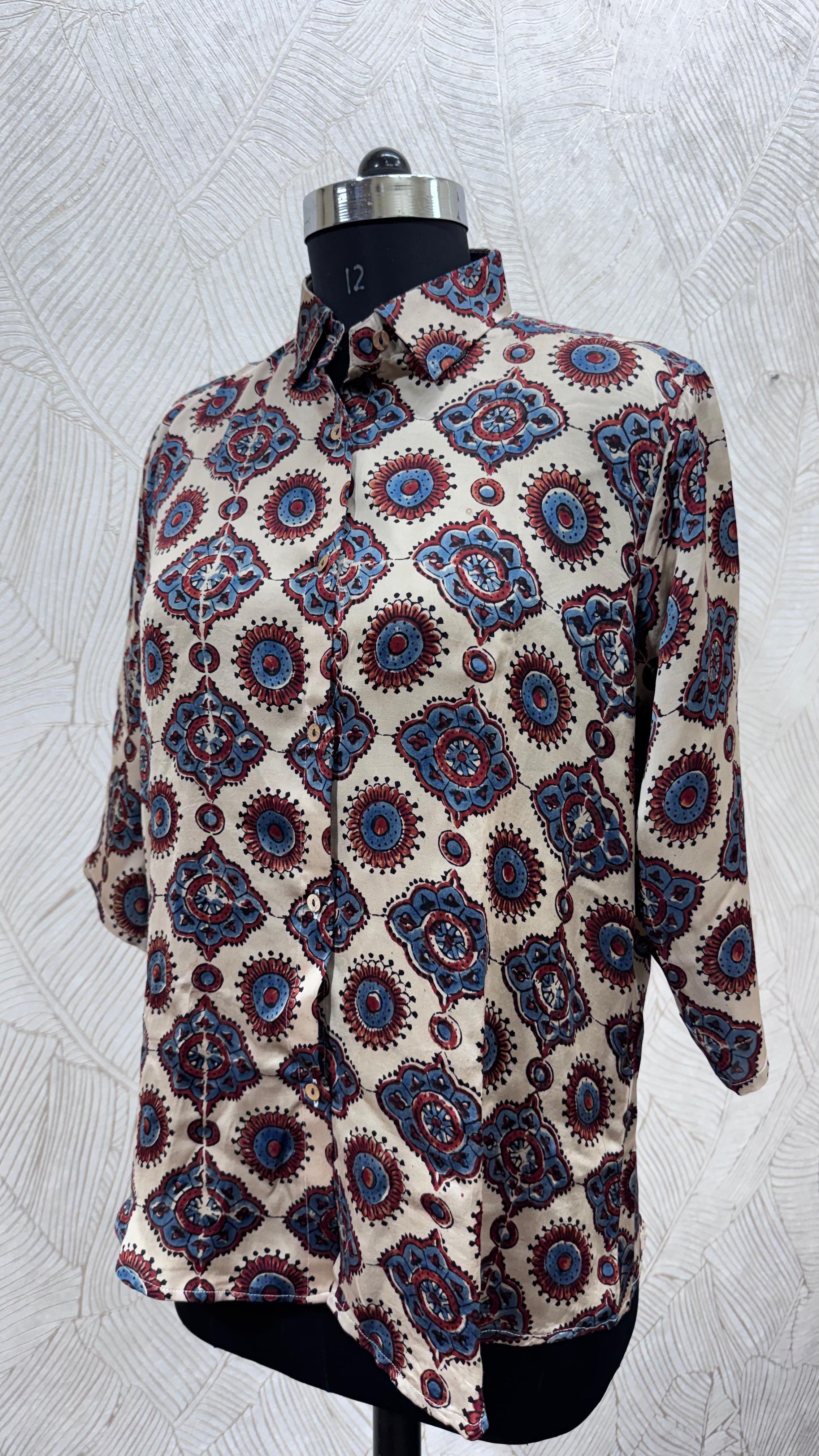 Pure Modal Silk Ajrakh Shirt