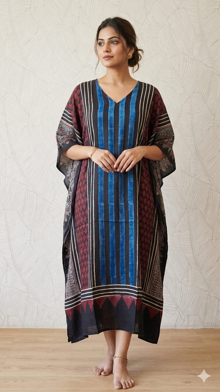 Pure Modal Silk V neck Kaftan