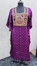 Modal Silk Bandhej Vintage patch Kaftan