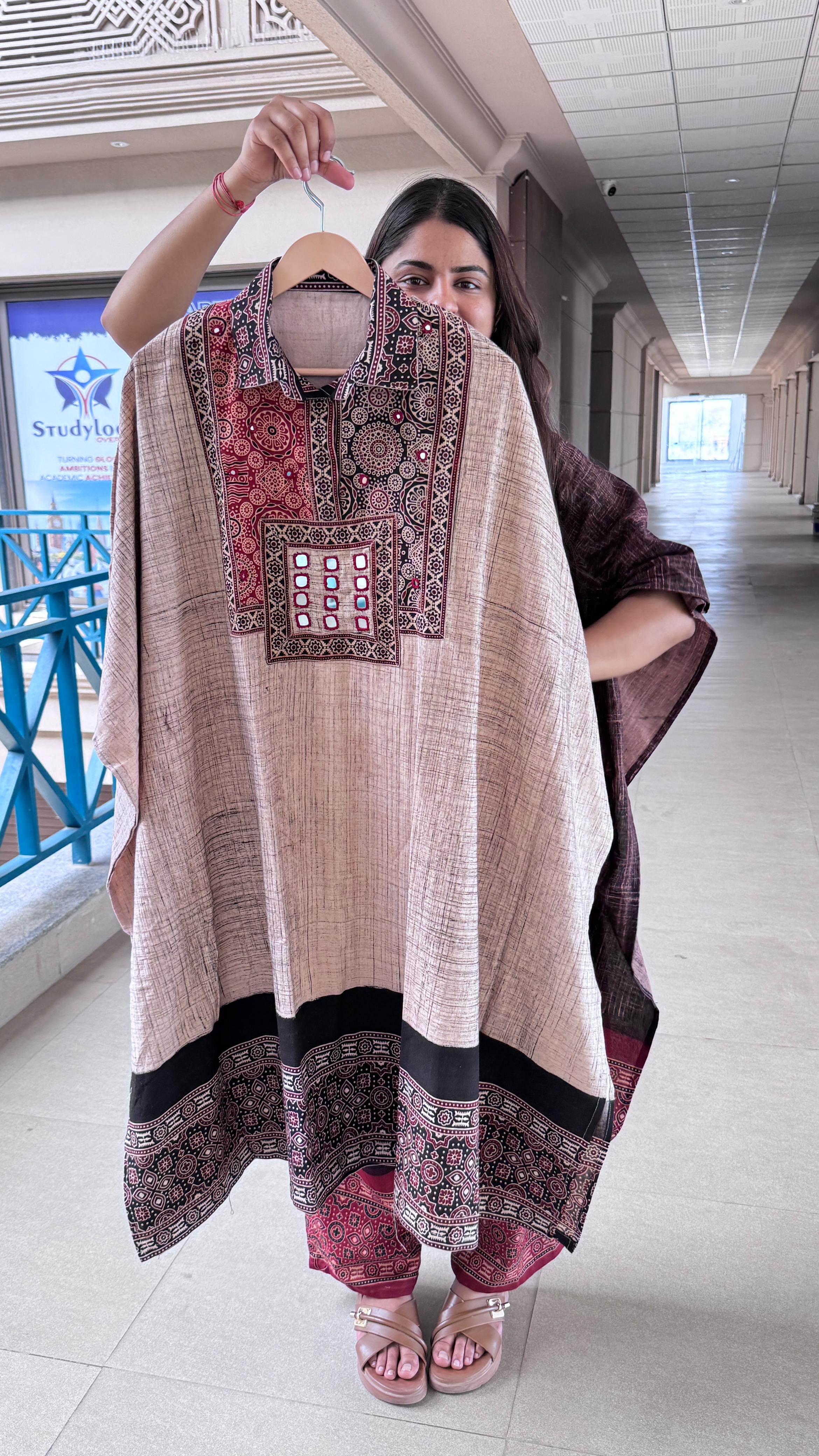 Brush print kaftan Co-Ord set by Kutch Poshak